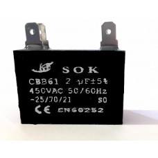 Конденсатор пусковой, рабочий СВВ61 2 мкФ, 450В., (±5%)